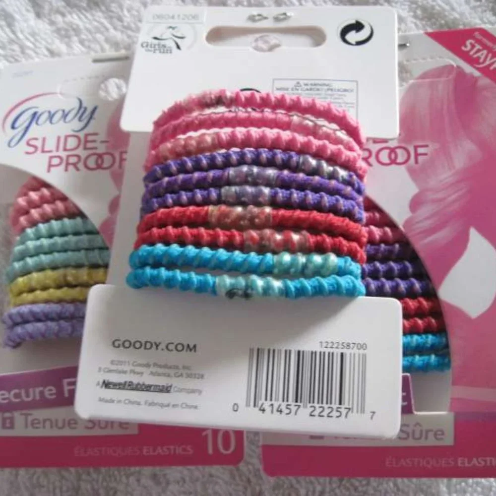 10 Goody Ouchless Stay Put Ponytailer Hair Bands No Metal Elastics Pastel Colors